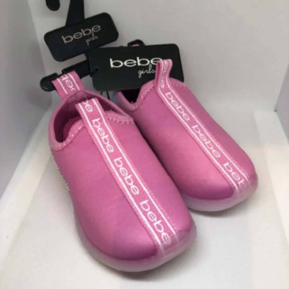 Bebe girls Pink &‎ Blue Rhinestone-Logo Slip-On Sneaker